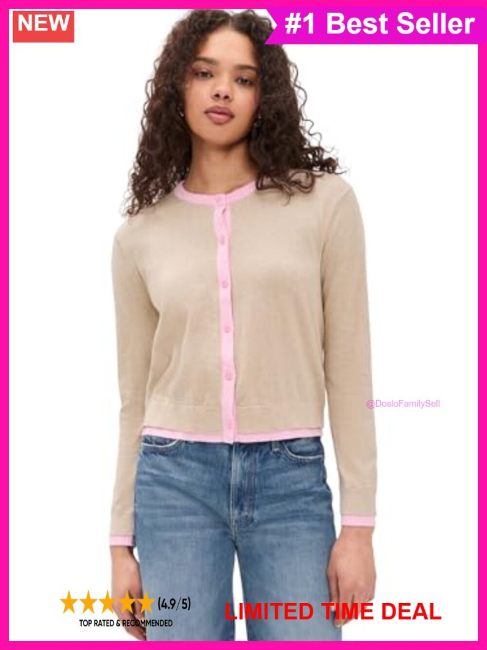 Lux Cotton Cashmere Cardigan Button Crew Neck Long Sleeve Lightweight